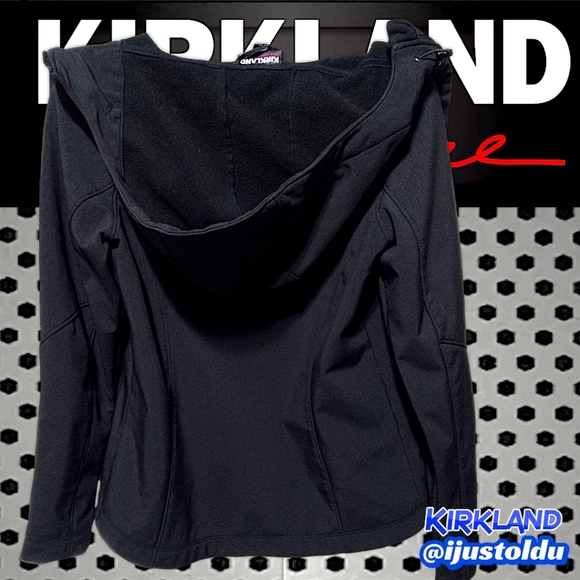 Kirkland Signature Fleece Lined Soft Shell Hooded Zip-Up Jacket, Black Woman's S - Picture 8 of 16